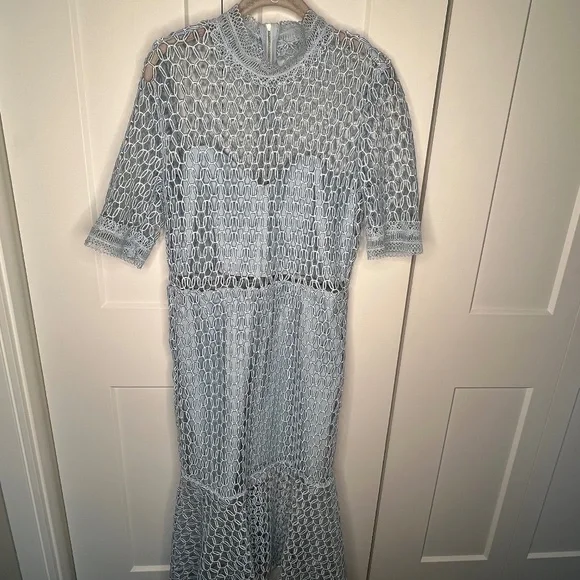 Bardot Fiona Mesh Light Blue Midi Dress Women's Size Large / 10 US - Picture 2 of 9